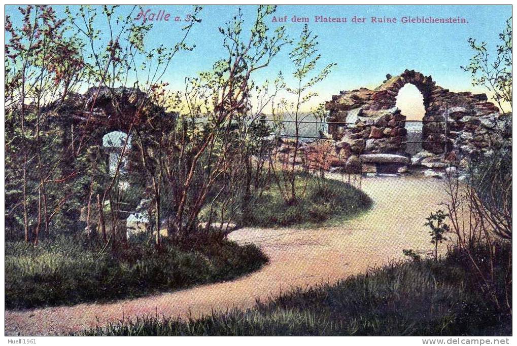 Halle An Der Saale, Auf Dem Plateau Der Ruine Giebichenstein, Ungel. Um 1915 - Halle (Saale)