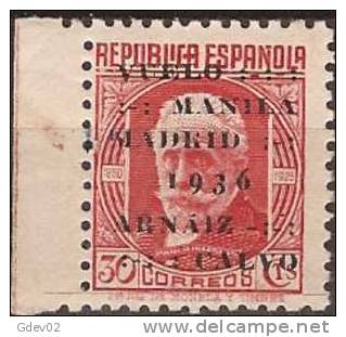 ES741SCBH-A761TTO.España, Spain, Espagne. 1º VUELO MANILA-MADRID.VARIEDAD BORDE H.  1936. (Ed 741**) S/c.MAGNIFICO - Sonstige (Luft)