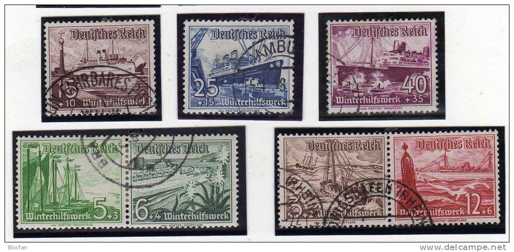 Winterhilfe 1937 III. Reich 651/9 + 2 Zusammendruck - Paare Komplett O 30€ Boot Dampfer Fähre Schiffe Im Deutschen Reich - Other (Sea)