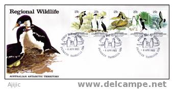 Faune Antarctique AAT. Yvert 55/59. Oblit. Couple De Penguins  . PRIX REDUIT ! - Pingouins & Manchots