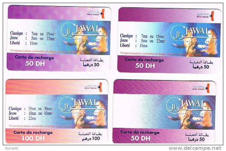 MAROCCO (MOROCCO) - MAROC TELECOM / JAWAL (GSM RECHARGE) - LOT OF 4 DIFFERENT -  USED -  RIF. 2546 - Marruecos