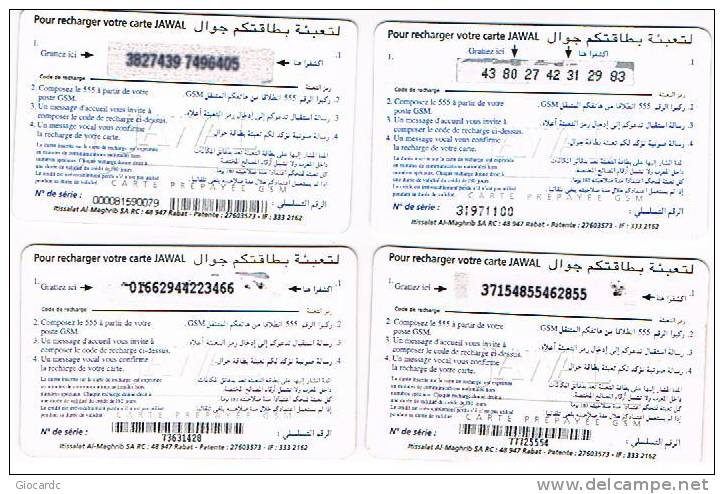 MAROCCO (MOROCCO) - MAROC TELECOM / JAWAL (GSM RECHARGE) - LOT OF 4 DIFFERENT -  USED -  RIF. 2546 - Maroc