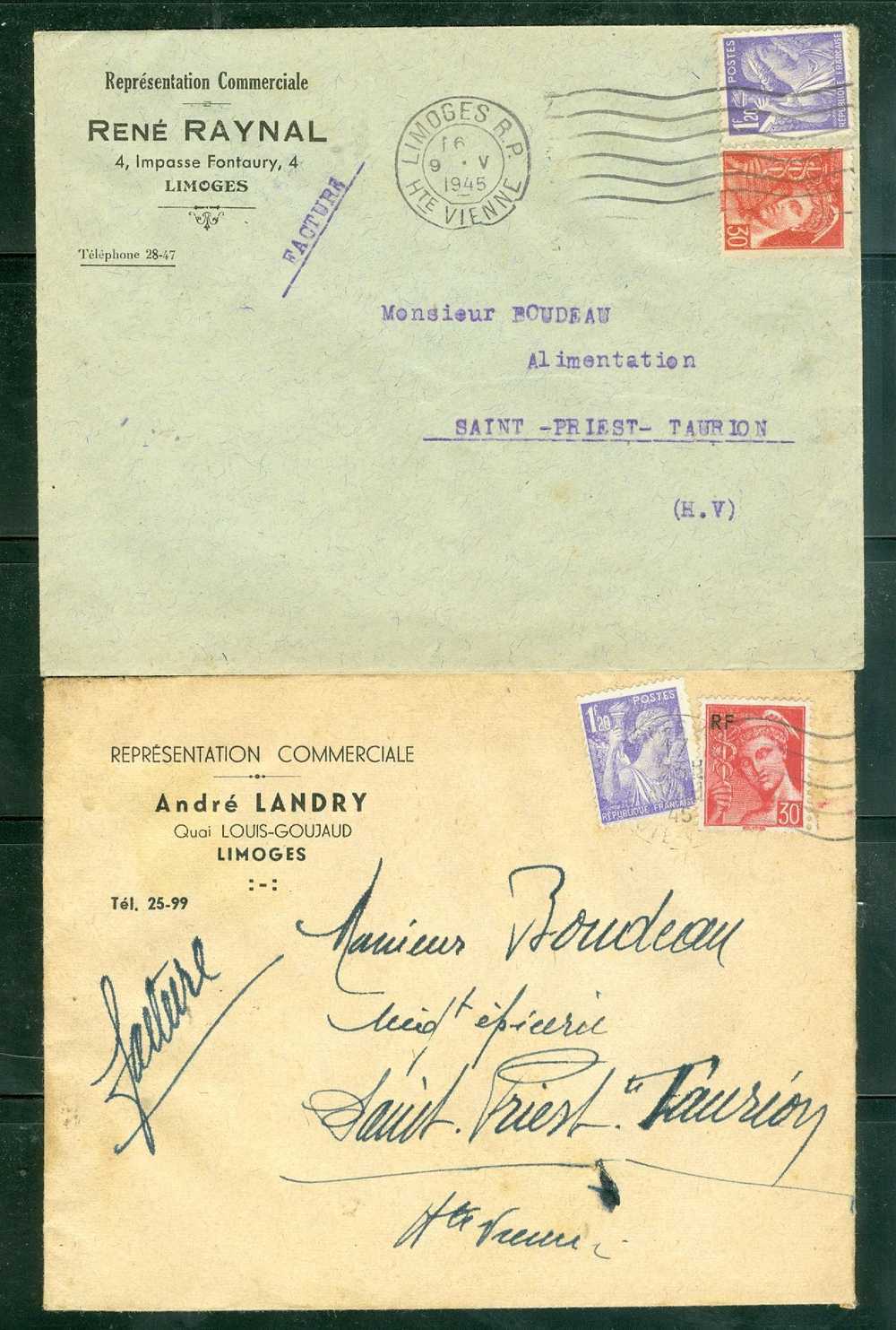Collection De 14 Lettres Affranchies Avec Type Mercure à étudier  ( 7 Scans ) - Ac53 - 1938-42 Mercurius