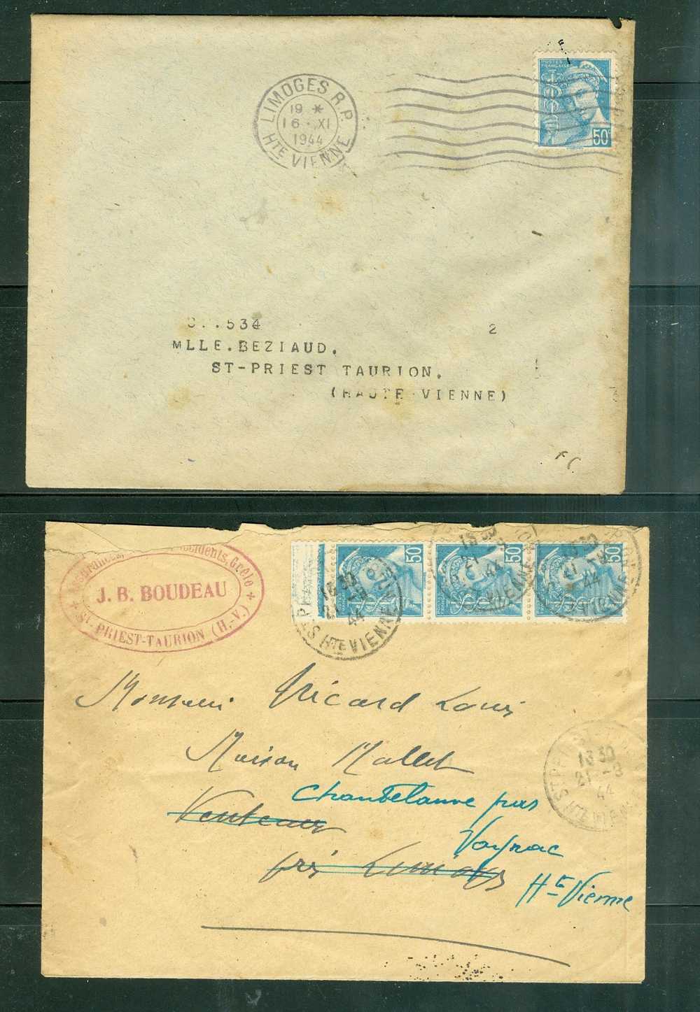 Collection De 14 Lettres Affranchies Avec Type Mercure à étudier  ( 7 Scans ) - Ac53 - 1938-42 Mercurio
