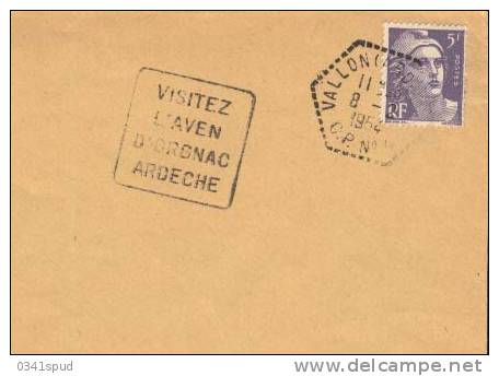 1954 France  Daguin  07 Vallon  Aven D´Orgnac   Préhistoire Prehistory Preistoria Sur Lettre - Vor- Und Frühgeschichte