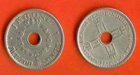 NORWAY 1925-51 1 Krone Copper-Nickel KM 385 C339 - Norway