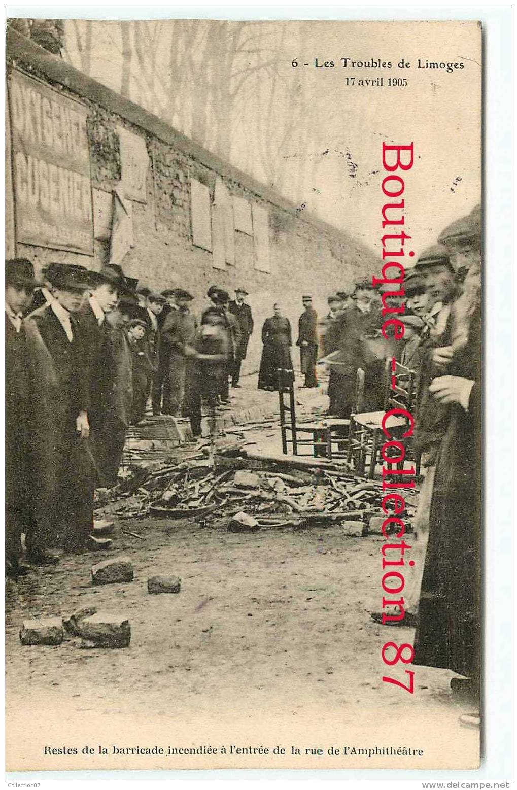 GREVES De LIMOGES En 1905 - AVENUE De L´AMPHITHEATRE - BARRICADE - PUB ABSINTHE OXIGENEE CUSENIER - Events