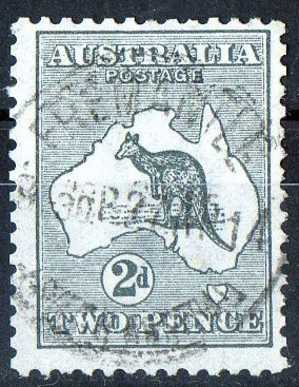 Australia 1913 2d Grey Kangaroo 1st Watermark (Wmk 8) Used - Actual Stamp Fremantle WA  Cancel - SG3 - Usati