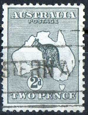 Australia 1913 2d Grey Kangaroo 1st Watermark (Wmk 8) Used - Actual Stamp WA  Cancel - SG3 - Used Stamps