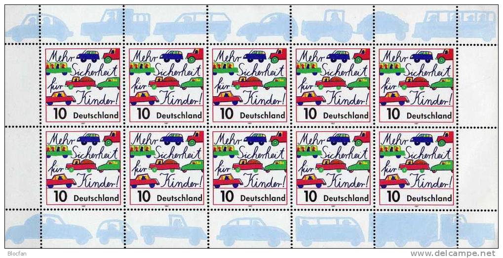 Sicherheit Im Straßenverkehr Für Deutschland 1954+ Sheetlet ** 4€ Ergänzungsporto Zeichnung Mit Autos Im Verkehr - Other & Unclassified