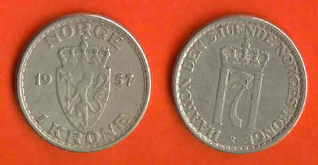 NORWAY 1951-57 1 Krone Copper-Nickel KM 397 C353 - Noorwegen