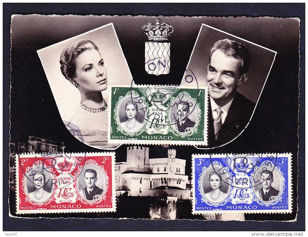 Mariage Princier N° 473 à 475 Cachet Monaco 19 Avril 1956 - Storia Postale