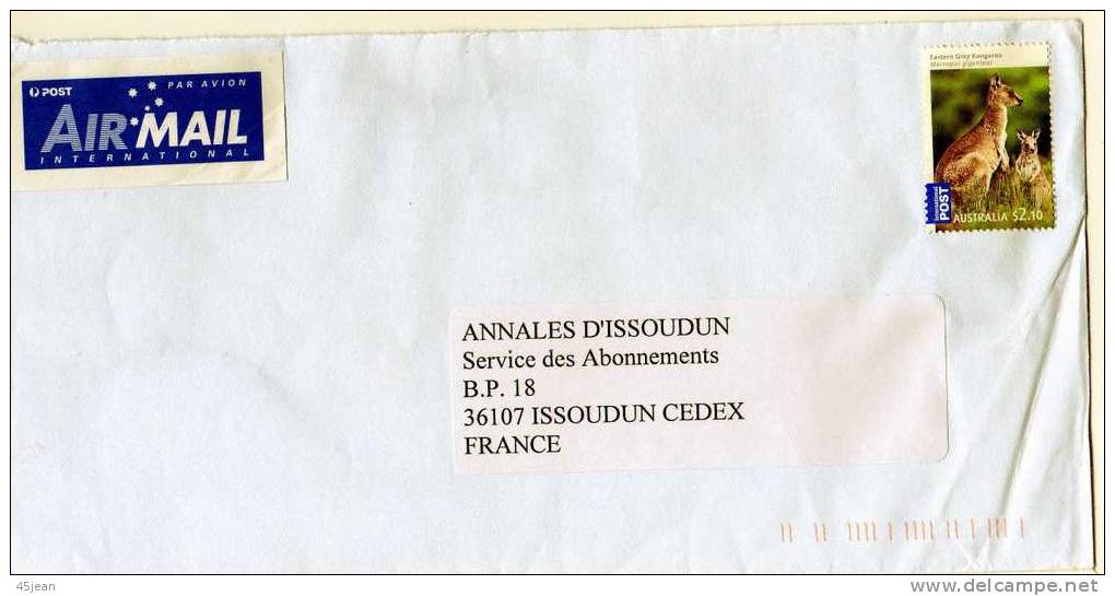 Australie: 2010 Lettre Avec Timbre Kangourou Gris (circulée Sans Oblitération; Date Au Dos) - Cartas & Documentos