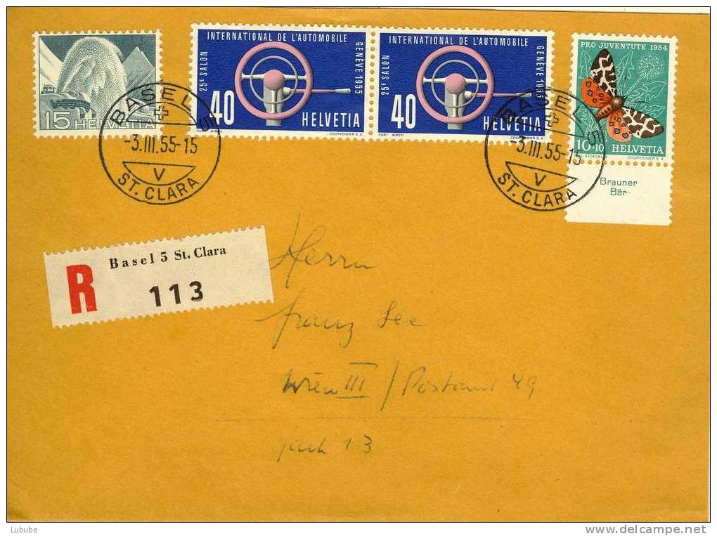 R-Brief  Basel - Wien  (1.05-Frankatur)      1955 - Covers & Documents