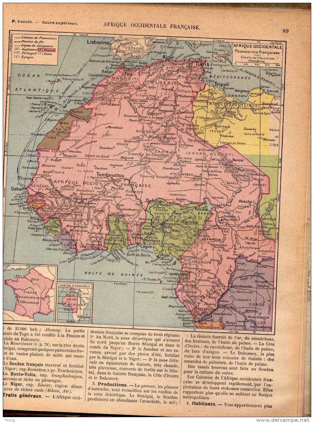 GEOGRAPHIE FONCIN 1926 - FRANCE MONDE COLONIES FRANCAISES - LIBRAIRIE ARMAND COLIN - 6-12 Years Old