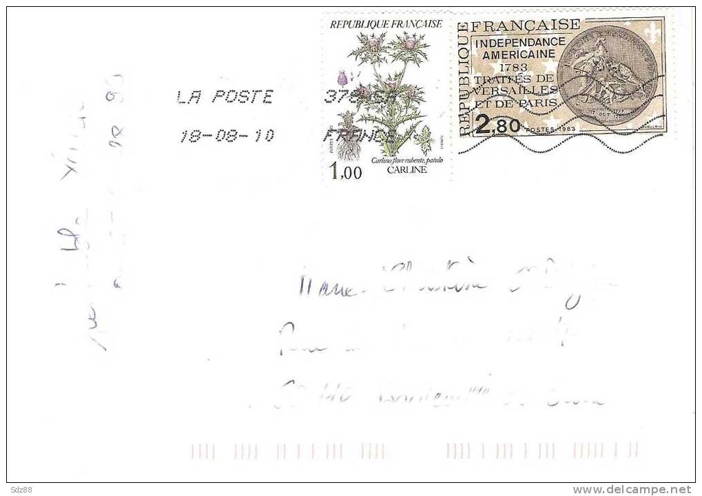 France 1983  YT 2266 + 2285  Fleurs De Montagne Carline + Indépendance Américaine De 1783  Médaille - Indépendance USA
