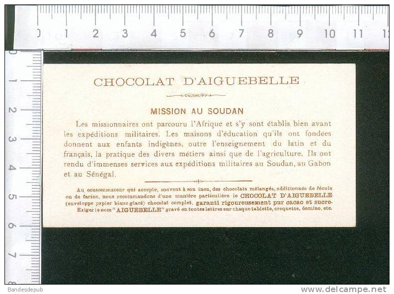 Aiguebelle  Chromo Didactique Texte Au Dos Mission Soudan Missionnaire Atelier De Menuiserie Menuisier  Scie Bois - Aiguebelle