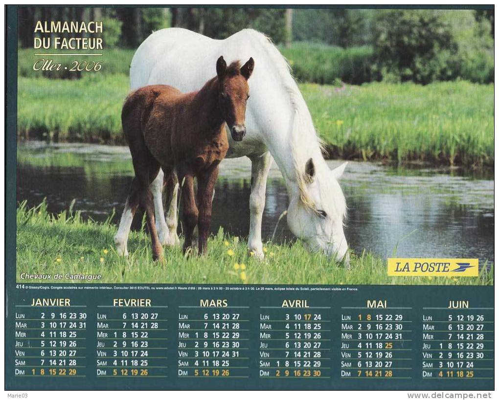 Almanach Du Facteur 2006 - La Poste -  Chevaux - Grand Format : 2001-...