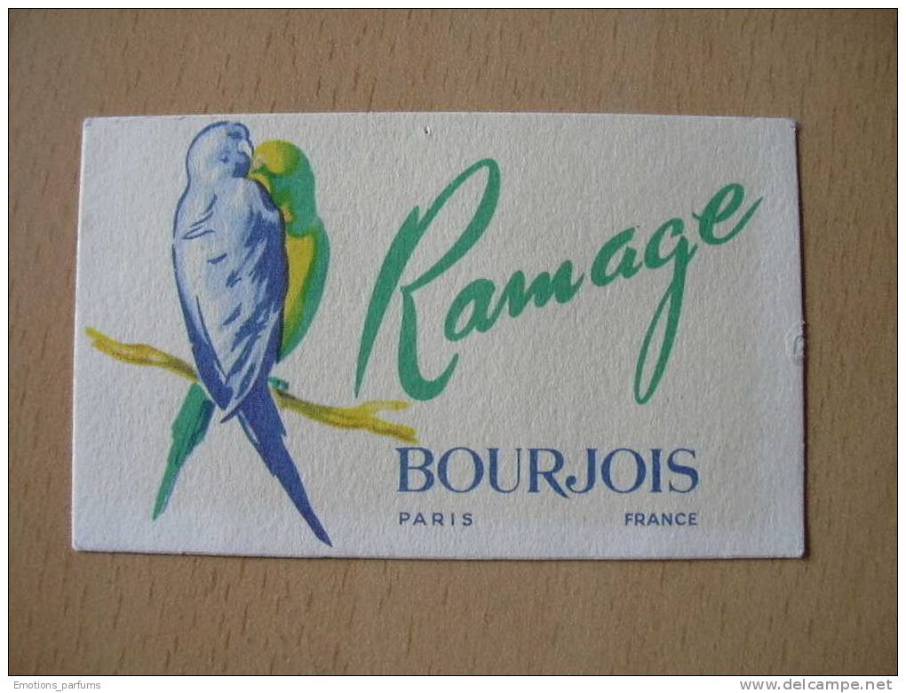 Parfum  1 Cartes Parfumées BOURJOIS Ramage Perruche  Carte  Parfumée - Oud (tot 1960)