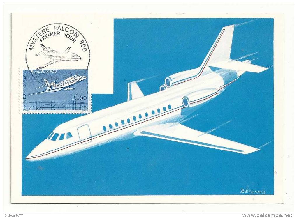 Le Bourget (93) : Carte Maximale Avion Falcon 900 Env 1985 (animée). - Le Bourget