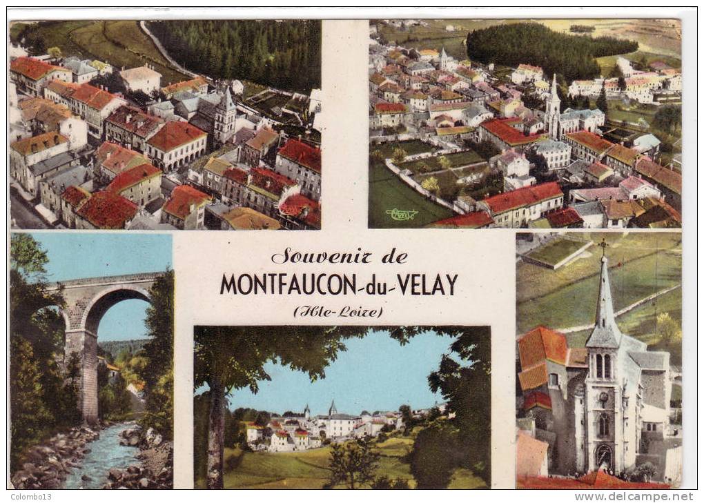 43 CPSM MONTFAUCON DU VELAY MULTIVUES AERIENNES ANNEES 70 - Montfaucon En Velay