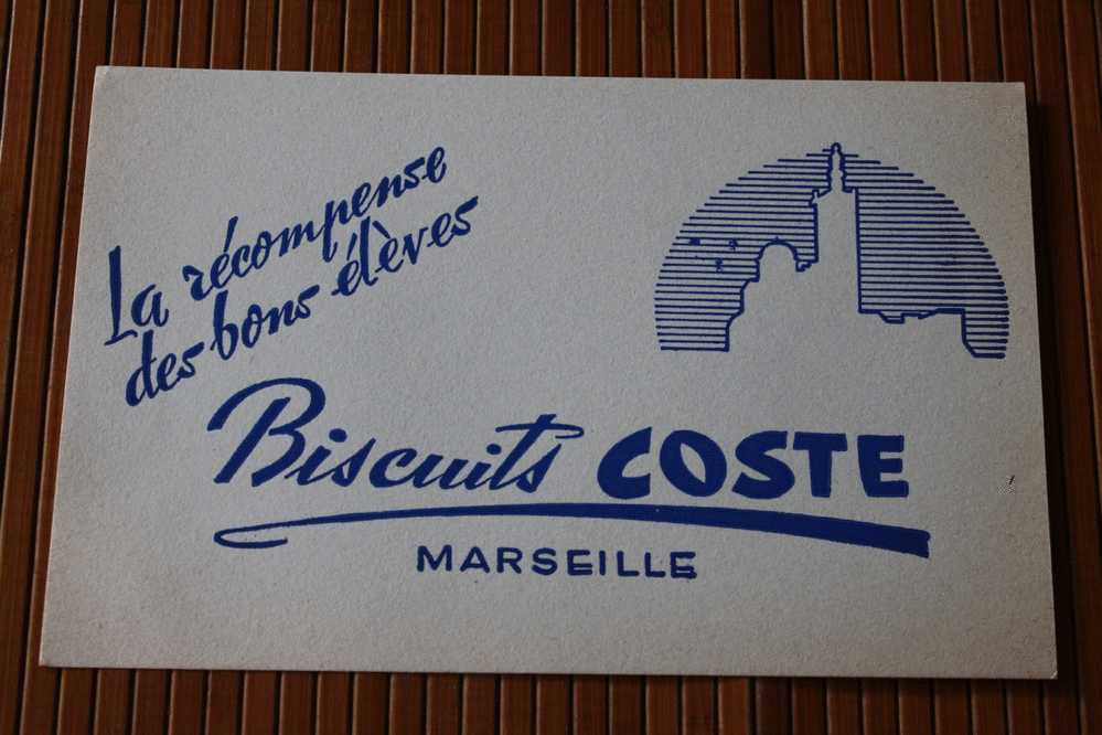 BUVARD PUBLICITAIRE BISCUITS COSTE MARSEILLE LA RECOMPENSE DES BONS ELEVES - Food