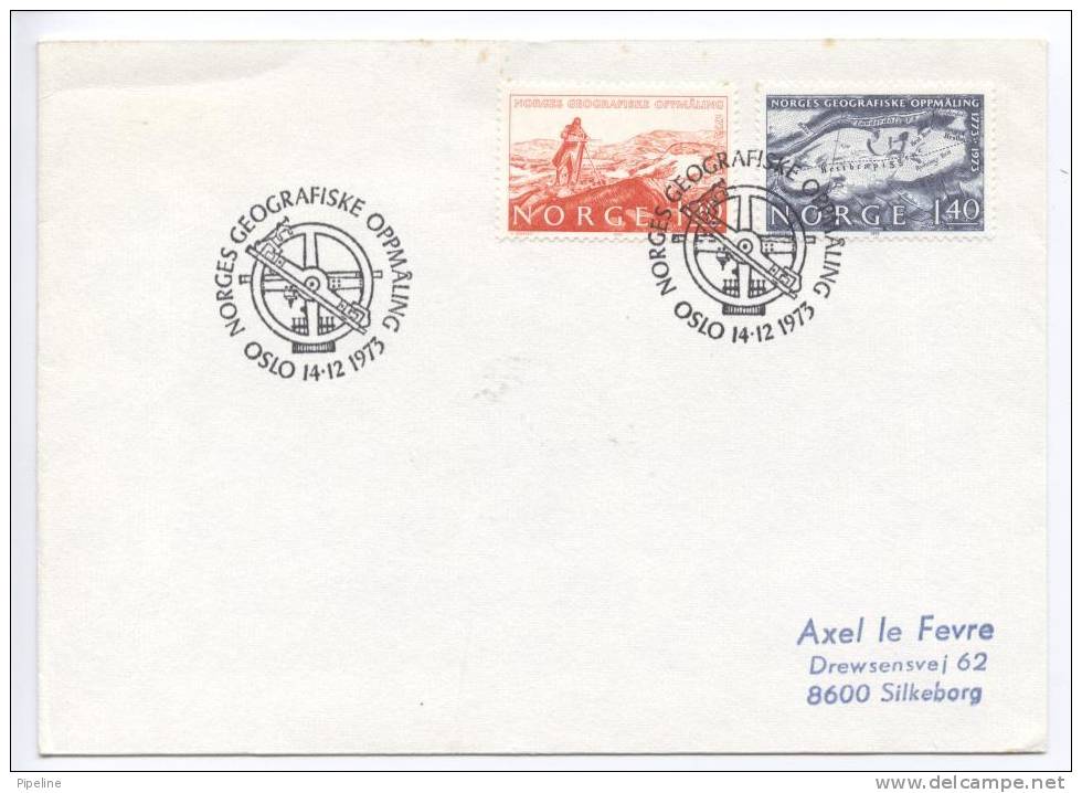 Norway FDC OLD MAPS 14-12-1973 Sent To Denmark  (some Small Rust Stains) - FDC