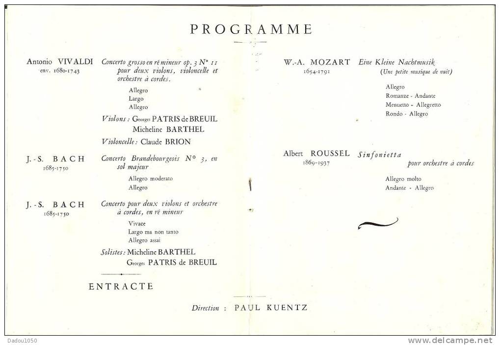 Orchestre De Chambre Paul Kuentz - Programmes