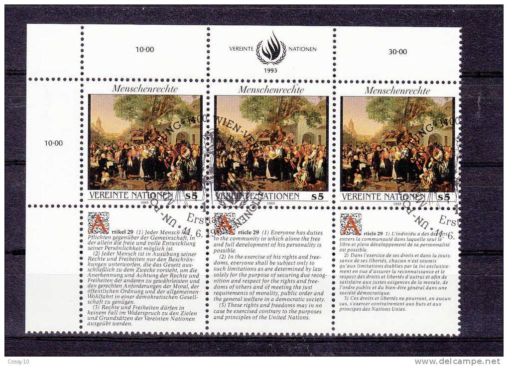 NATIONS  UNIES  VIENNE     1993  N° 166 à 171  OBLITERES    CATALOGUE YVERT - Oblitérés