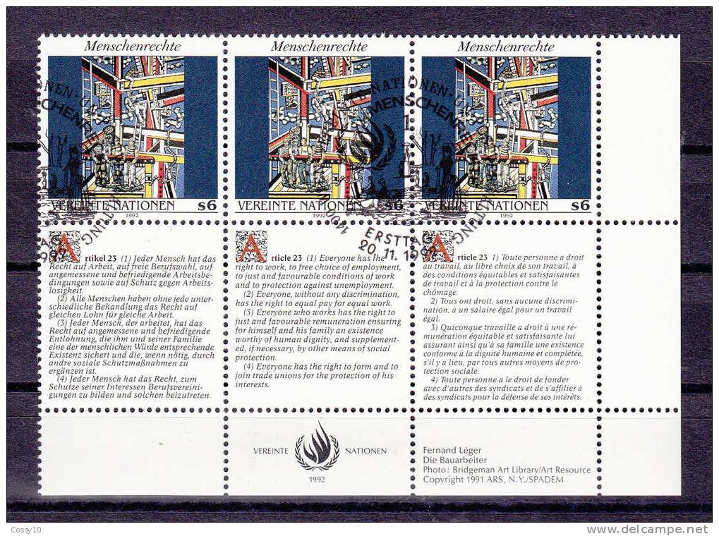 NATIONS  UNIES  VIENNE     1992  N° 151 à 156  OBLITERES    CATALOGUE YVERT - Oblitérés