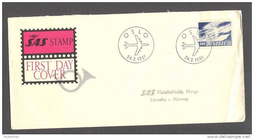 Norway 1961 FDC Cover NORDEN Tag Des Nordens SAS Stamp Scandinavian Airlines System - FDC