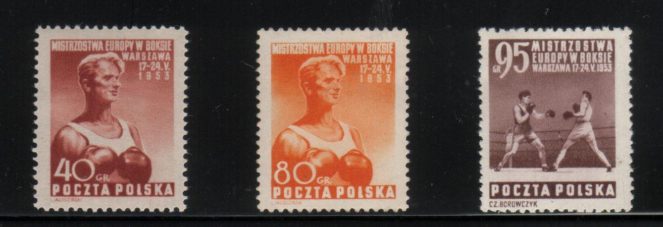 POLAND 1953 EUROPEAN BOXING CHAMPIONSHIPS SET OF 3 HM Sports - Ongebruikt