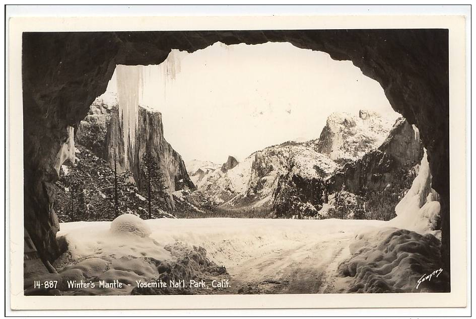 Real Photo Postcard, EKC Stamp Box, Winter´s Mantle, Yosemite Nat´l. Park, California - Yosemite