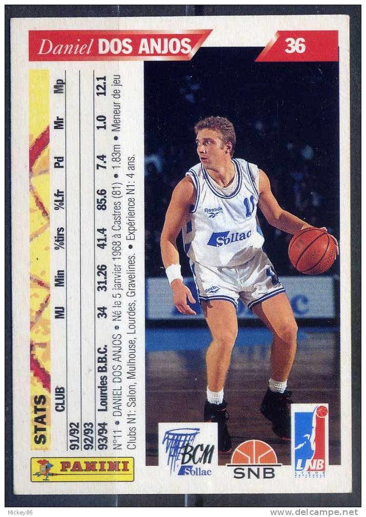 Basket ---FRANCE--PANINI--1995--Equipe De Gravelines  Masculine- Joueur  Daniel  DOS ANJOS N° 36 --- - Autres & Non Classés