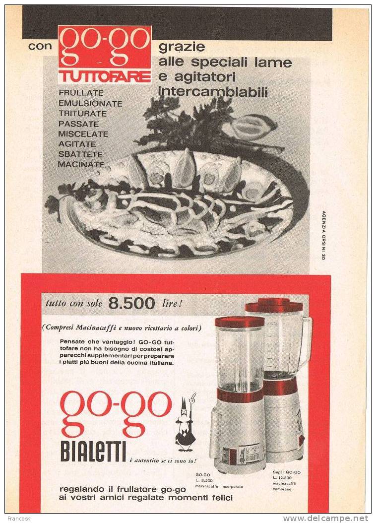 Pubblicità "BIALETTI CRUSINALLO "FRULLATORE GO-GO" 1960'-Page Magazine Advert- - Sonstige & Ohne Zuordnung