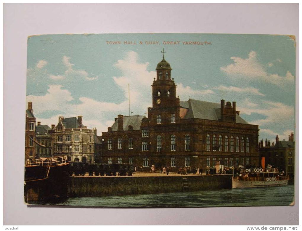 Great Yarmouth. -  Town Hall & Quay.  (7 - 7 - 1909) - Great Yarmouth