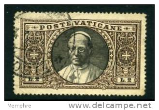 1933  Pape Pie XI  2 Lire  Michel  32 - Oblitérés