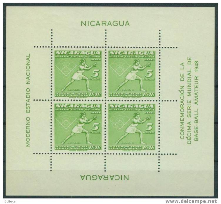 Sports - Soft Ball - Nicaragua  -  Bloc De 1948  ** - MNH  -  Tirage 2500 Blocs - Difficile à Trouver Séparément - Rare - Sport Voor Mindervaliden