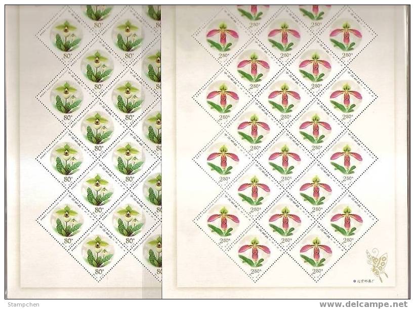 China 2001-18 Paphiopedilum - Orchid Flower Stamps Sheets Butterfly Flora - Blocks & Sheetlets