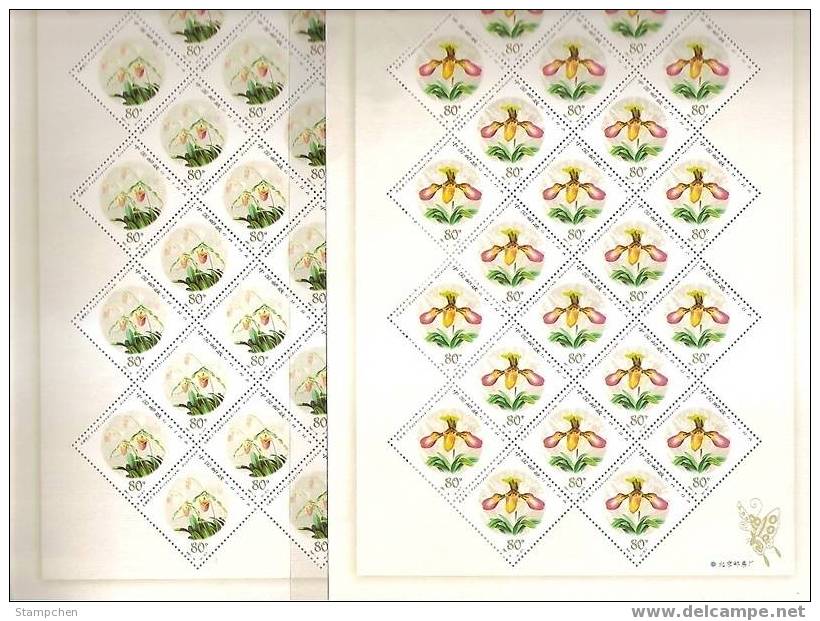 China 2001-18 Paphiopedilum - Orchid Flower Stamps Sheets Butterfly Flora - Blocks & Sheetlets