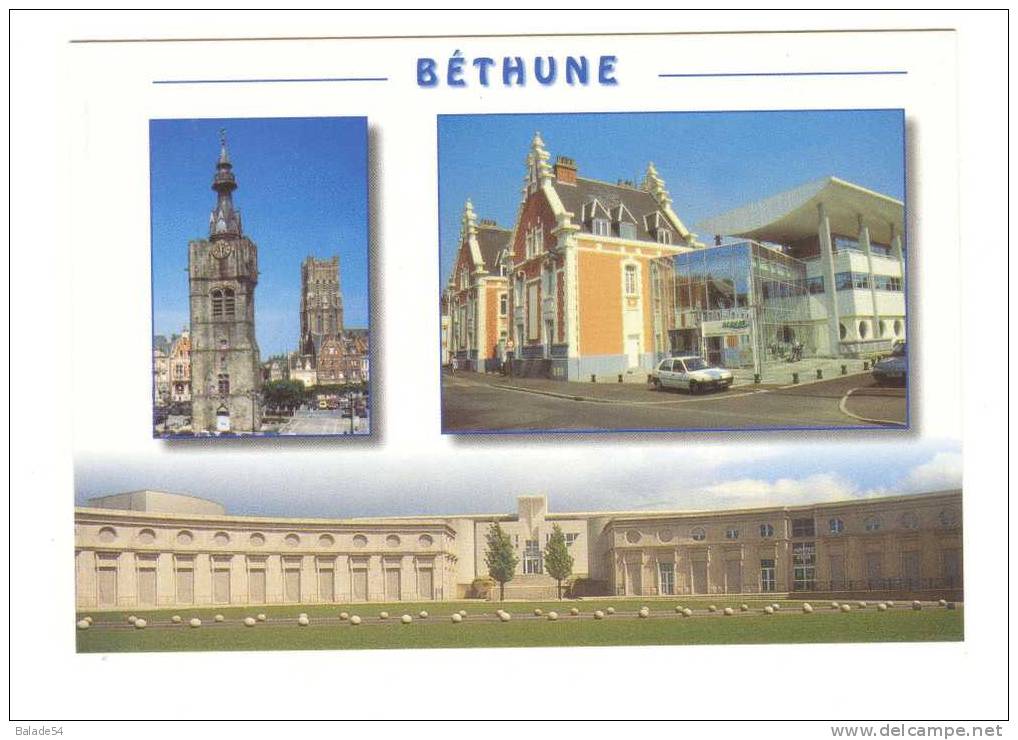 Lot De 5 CPM - BETHUNE (62) Le Beffroi - L´ancienne Caserne Chambord - La Gare D´eau - L´église - La Grande Place - Etc - Bethune