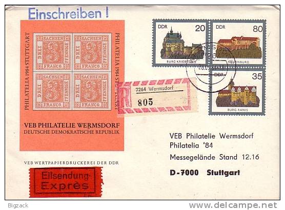 DDR R-Eilbote Privat-GS Minr.U1 Wermsdorf 28.9.84 FDC - Covers - Used