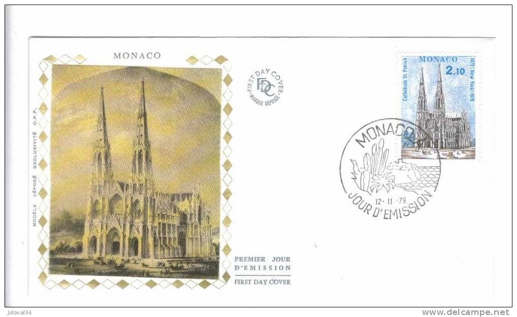 MONACO FDC Sur Soie 1979  - Yvert 1204 - Cathédrale St Patrick New York - FDC