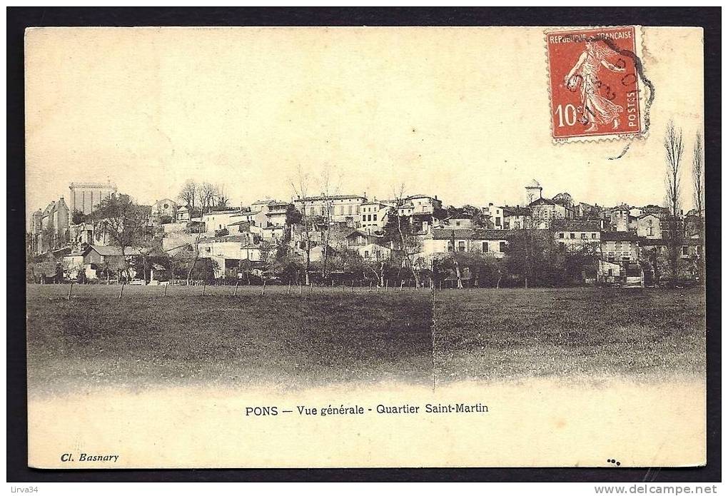 CPA  ANCIENNE- FRANCE- PONS (17)- VUE GENERALE DU BOURG- LE QUARTIER SAINT-MARTIN- PRAIRIE DEVANT- - Pons