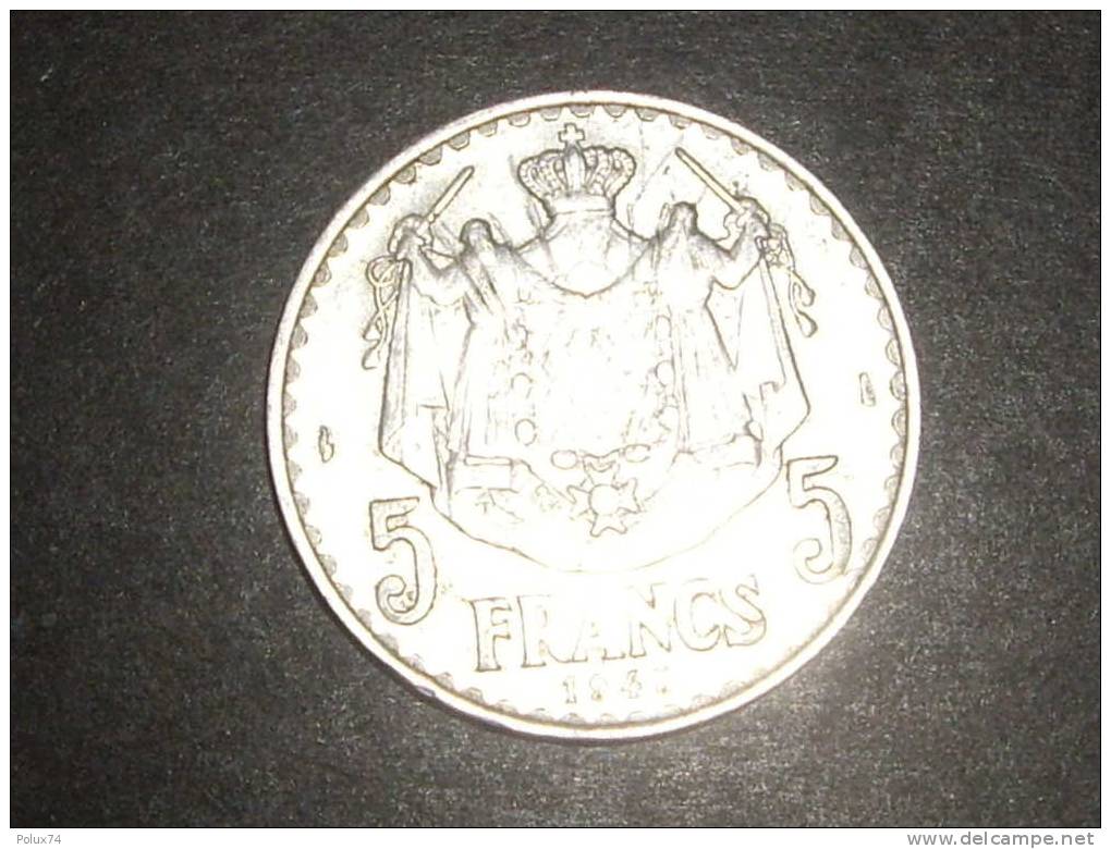 MONACO   5 Francs  1945- Aluminium - 1922-1949 Louis II.