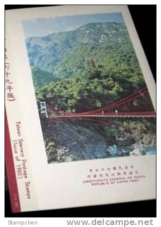 Folder Taiwan 1980 Scenery Stamps Suspension Bridge Mount Snow Tunnel Landscape - Ongebruikt