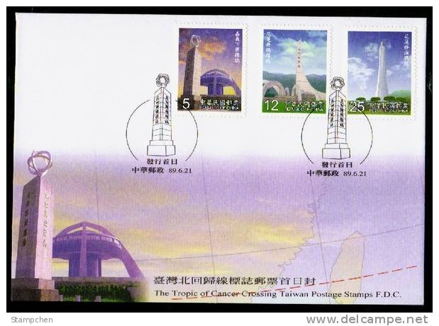 FDC 2000 Tropic Cancer Crossing Taiwan Stamps Astronomy Scenery - Astrologie