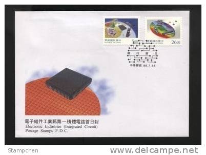 FDC 1997 Electronic -IC Stamps Computer Cell Phone Wafer Space Map Globe Satellite Organ Piano - Asien