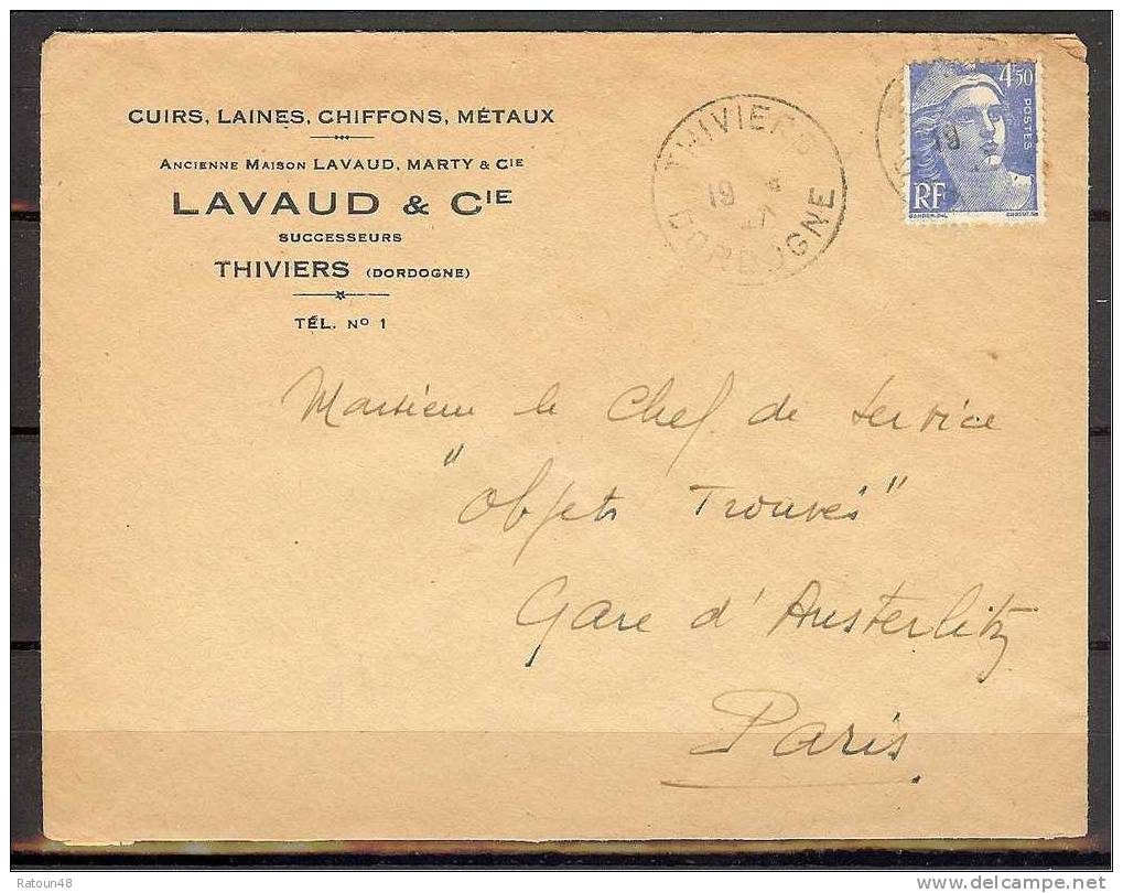 Lettre De 1947 Affranchie Du N° 718A - 1945-54 Marianna Di Gandon