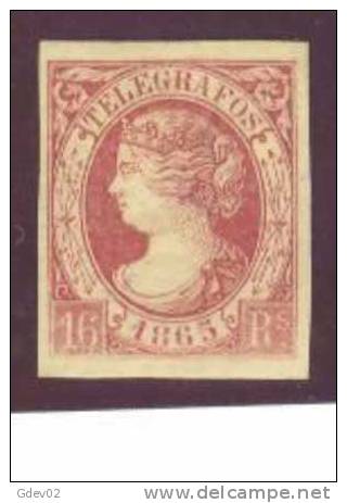 ESTGF7-3121TCFR.España  Spain Espagne TELEGRAFOS .ISABEL Ll.1865 (Ed T7*)  LUJO CERTIFICADO COMEX  . - Familias Reales